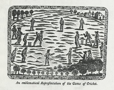 Game of cricket, 1774 by English School
